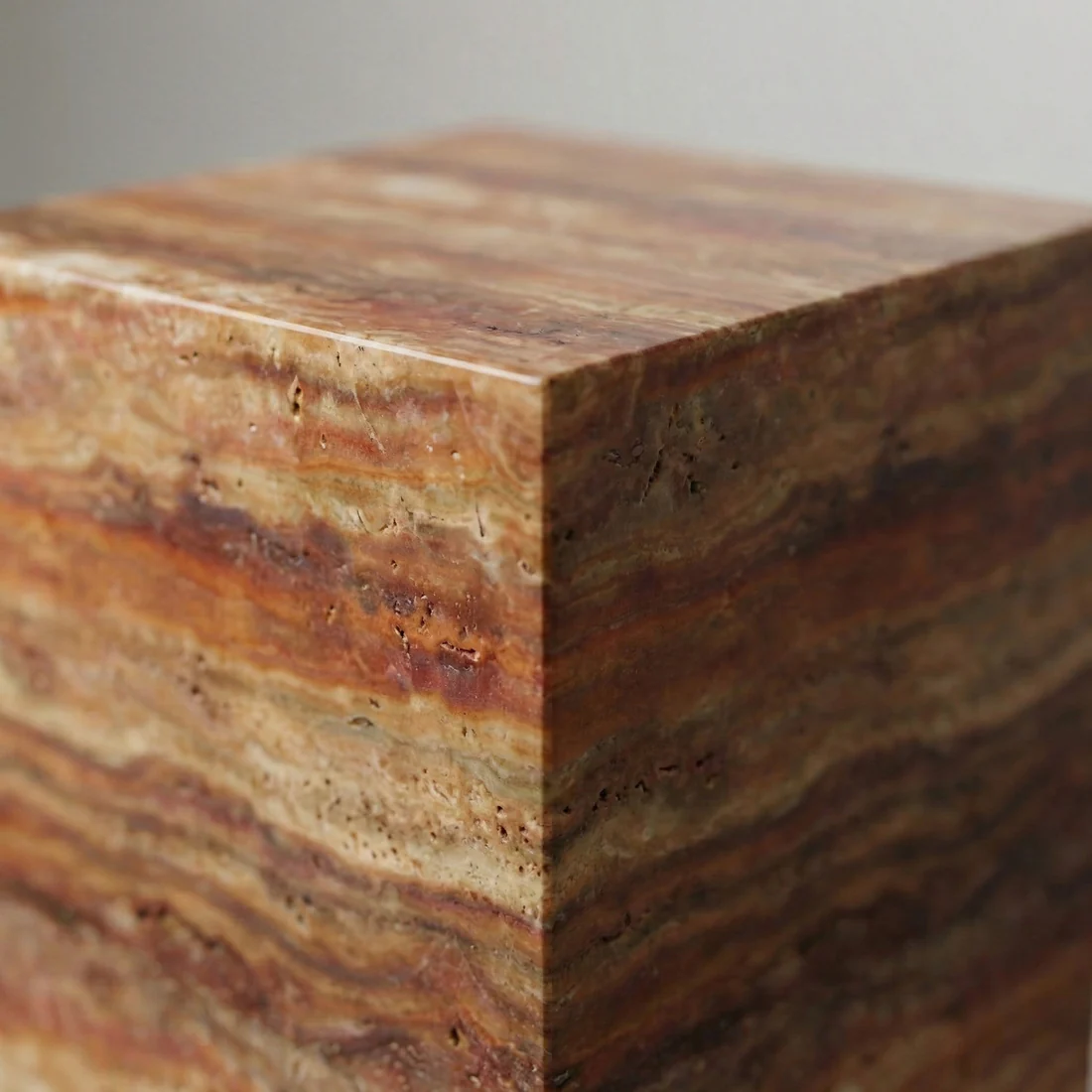 Red Travertine Pedestal Stand - Image 4