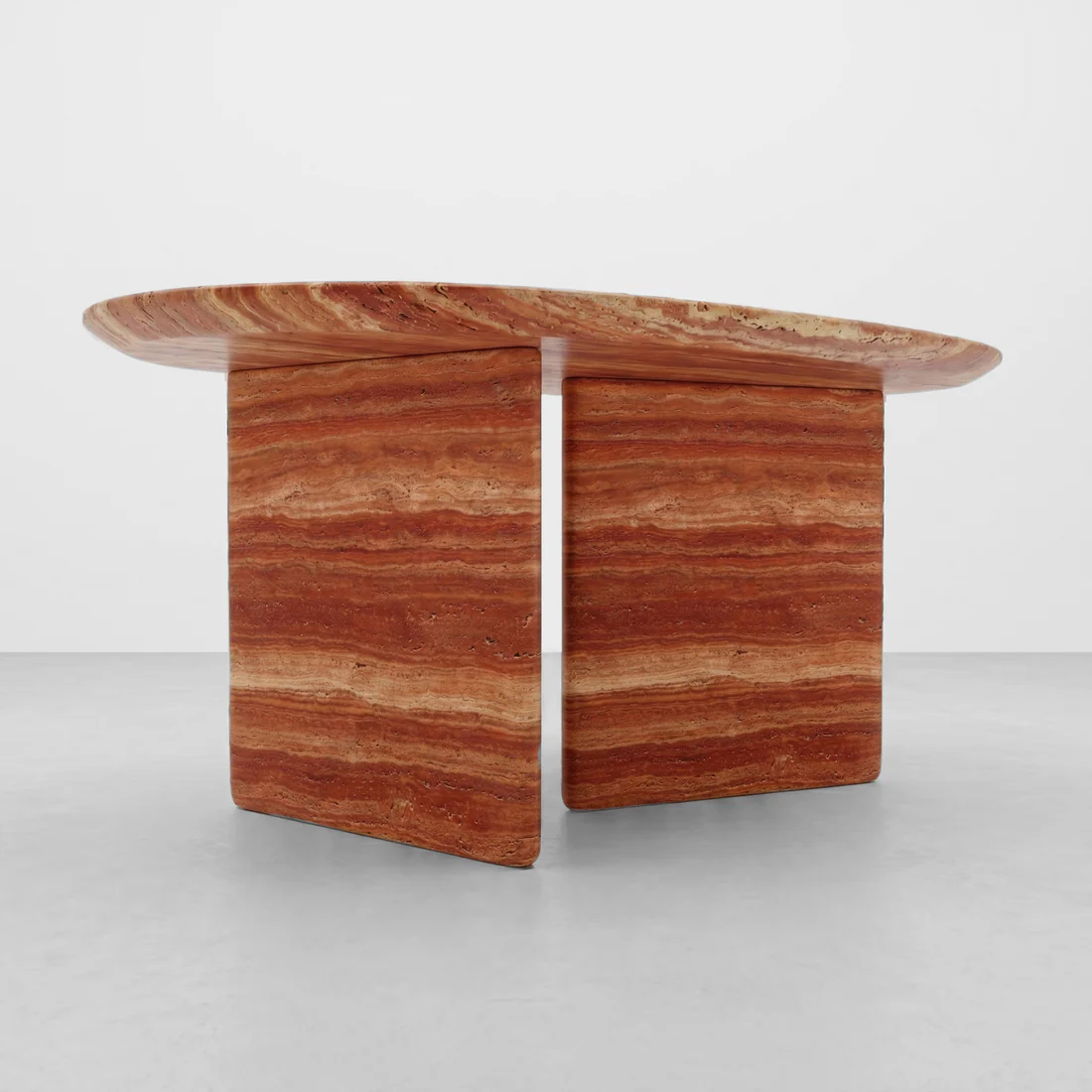 Red Travertine Coffee Table - Pebble - Image 4