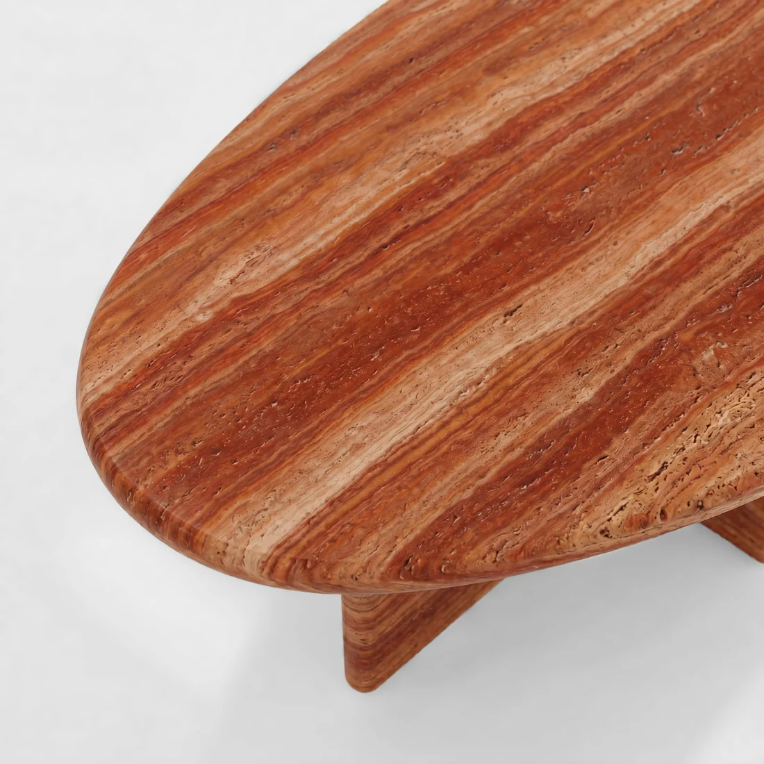 Red Travertine Coffee Table - Pebble - Image 3