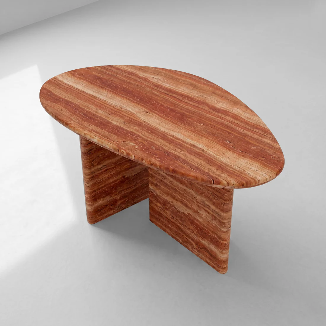 Red Travertine Coffee Table - Pebble