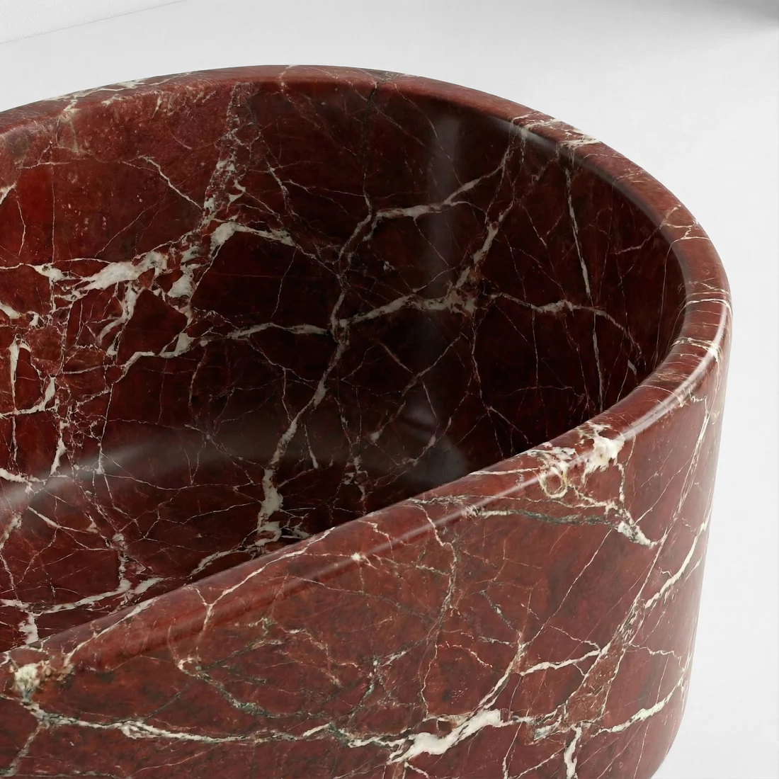 Rosso Levanto Marble Freestanding Bathtub - Elliptical - Image 2